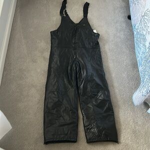 Black Full-Length ANGORA  leather ski , ski Mobile Pants with front Zipper.